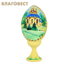 Яйцо деревянное с ручной росписью "Храм"