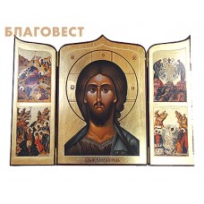 Складень Господь Вседержитель с праздниками, ручная работа