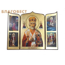 Складень "Святитель Николай чудовторец, с житием", ручная работа