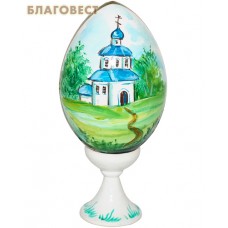 Яйцо деревянное с ручной росписью "Церквушка"