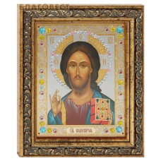 Икона Господь Вседержитель, в багете со стразами