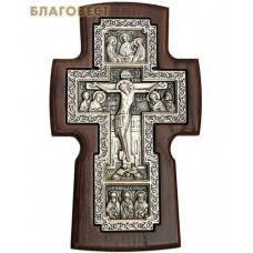 Крест гальванический настенный из ясеня, посеребрение