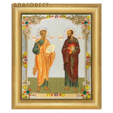 Икона "Святые первоверховные апостолы Петр и Павел" в багете со стразами, в ассортименте