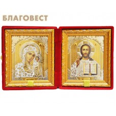 Складень венчальный, бархатный с крестом