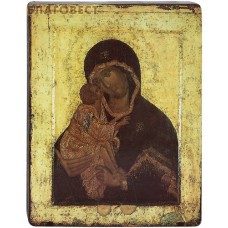 Икона Божией Матери "Донская". Полиграфия, дерево, лак