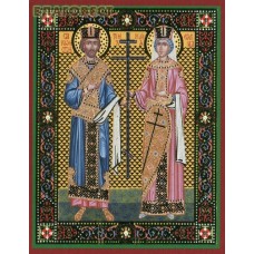 Икона Великие равноапостольные император Константин и царица Елена