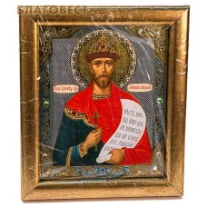 Икона "Николай II (Романов) Страстотерпец" в багете со стразами