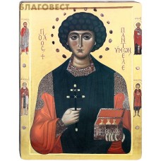 Икона Святой великомученик и целитель Пантелеймон. Полиграфия, дерево, лак
