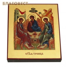 Икона ручной работы "Святая Троица". Поталь (позолота) наносится вручную