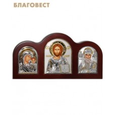 Икона Триптих. На подставке, дерево, серебрение
