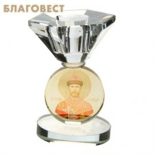 Подсвечник с иконой "Святой Царь-мученик Николай", из стекла