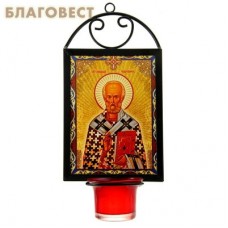 Икона "Святитель Николай Чудотворец" с лампадой, на подвесе