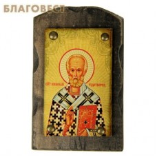 Икона Святитель Николай Чудотворец, на дереве под старину