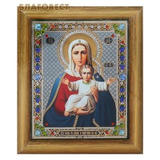 Икона Пресвятой Богородицы "Аз есмь с вами и никтоже на вы", в багете со стразами