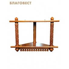 Полка для икон двухъярусная угловая высокая, цвет орех