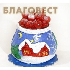 Свеча Рождественская "Кувшинчик с рябиной"