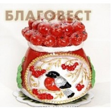 Свеча Рождественская "Кувшинчик со снегирем"