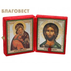 Складень бархатный венчальный Владимирская БМ-Господь Вседержитель, аналой малый Складень бархатный венчальный Владимирская БМ-Господь Вседержитель, аналой малый