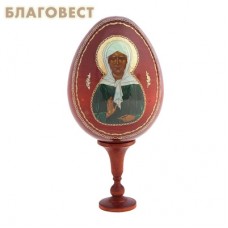 Сувенир Яйцо на подставке икона св. блж. Матрона Московская